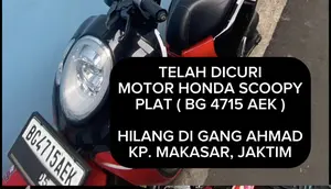 Viral Parkir dengan Stang Terkunci, Honda Scoopy Digondol Maling