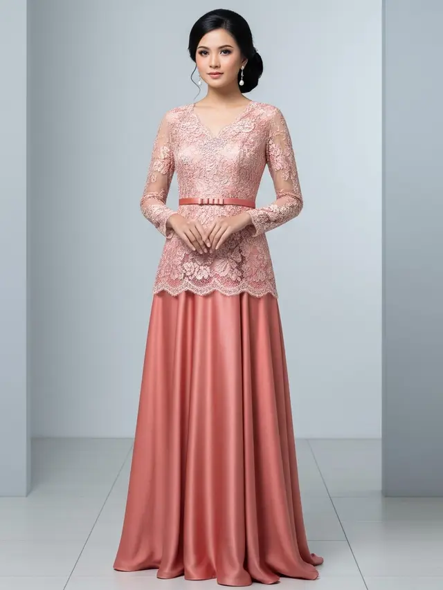 Model Baju Bridesmaid Satin Brokat yang Stylish Model Gaun A-Line