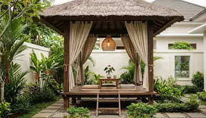 6 Ide Gazebo dengan Tirai dan Lampu, Halaman Rumah Nyaman Sekaligus Estetik