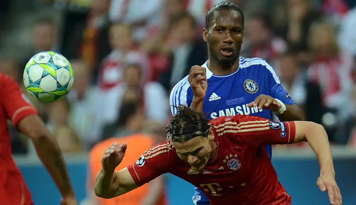 Laga prestisius lainnya yang pernah digelar di Football Arena Munich adalah partai final Liga Champions 2011/2012 antara Chelsea melawan Bayern Munchen, 19 Mei 2012. (AFP/Patrik Stollarz)
