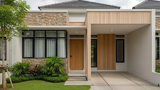 Desain Rumah Minimalis dengan Taman dan Carport