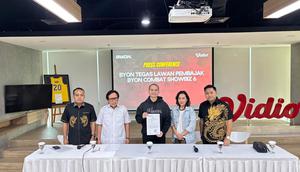Vidio bersama BYON Combat mengambil langkah hukum atas praktik pembajakan siaran BYON Combat Sport Showbiz Vol. 6 yang disiarkan ulang secara ilegal melalui platform digital, khususnya TikTok. (Byon/Vidio)