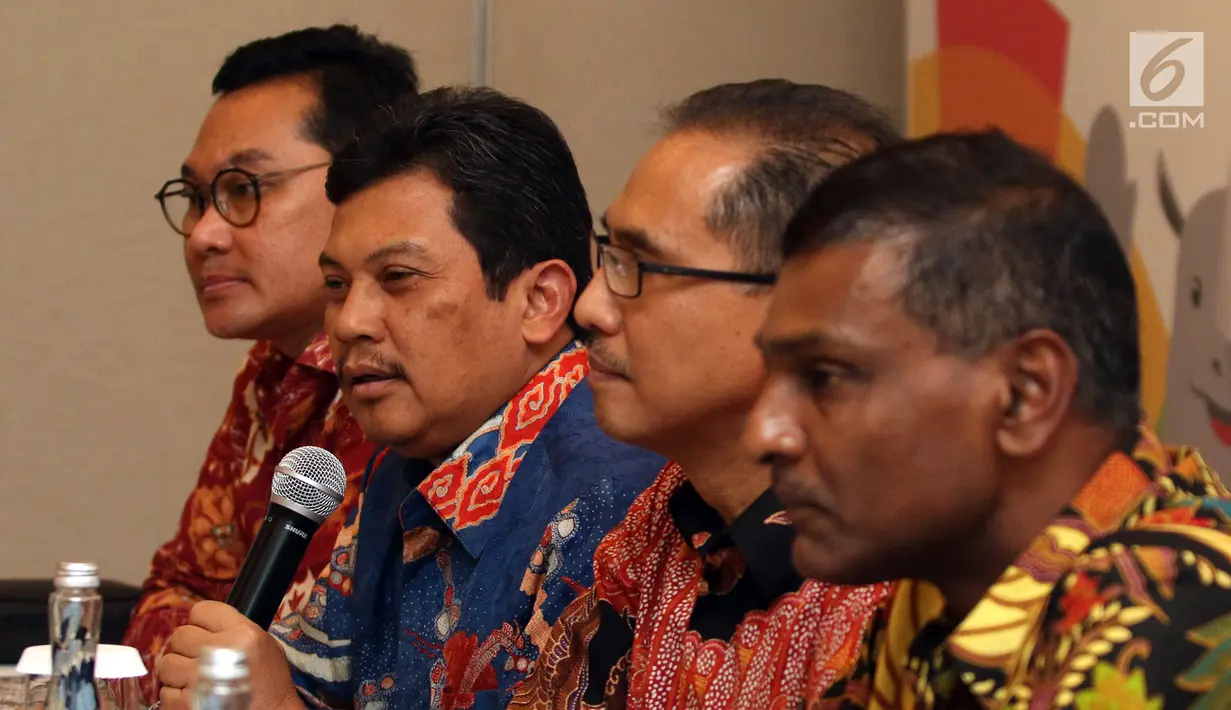 Komisaris Independen Ali Ghufron Mukti memberi keterangan pers Celebrate Partnership kerja bersama Asian Games 2018 di Jakarta, Rabu (12/9). Mandiri Inhealth menyediakan asuransi kesehatan bagi 34.236 peserta Asian Games. (Liputan6.com/HO/Arif)