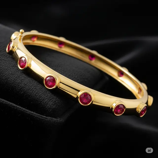 Gelang Emas 6 Gram Model Bangle dengan Permata