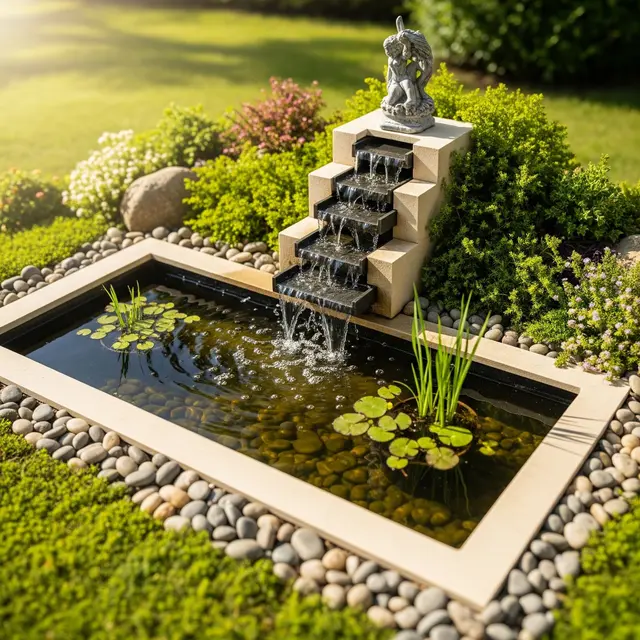 Contoh Taman Mini dengan Kolam Kecil di Rumah Desa (Image by Gemini AI)