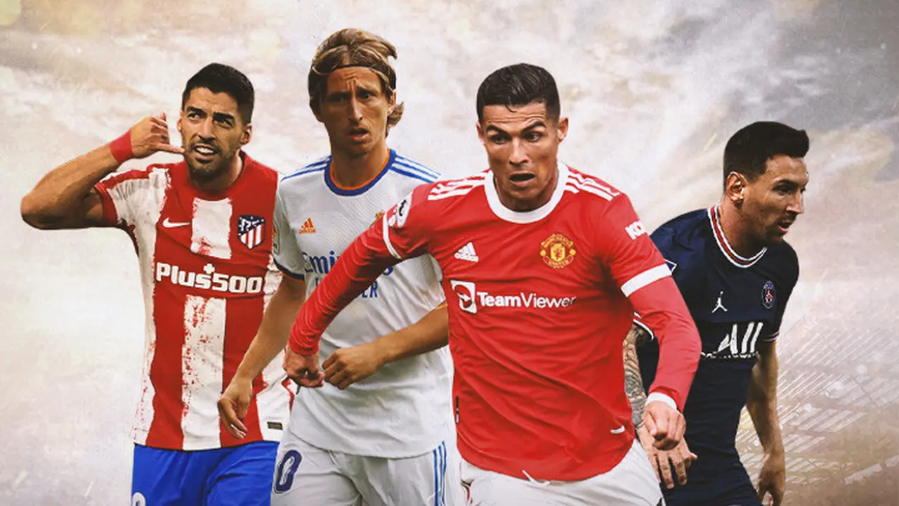 Ilustrasi - Luka Modric, Luis Suarez, Cristiano Ronaldo, Lionel Messi