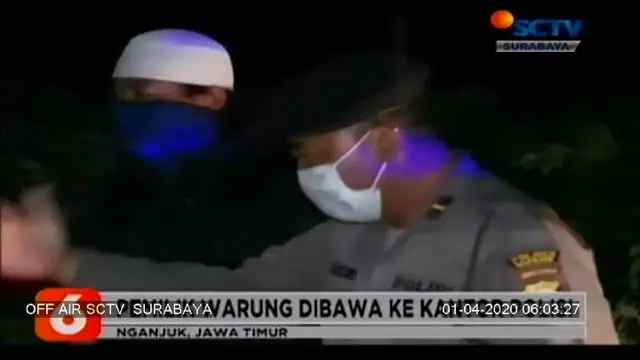 Razia ini dilakukan upaya penanggulangan penyebaran virus corona oleh satuan Kepolisian Nganjuk, Jawa Timur, polisi membubarkan warung yang ramai oleh pengunjung, sebelum dibubarkan polisi memberi edukasi tentang virus corona.