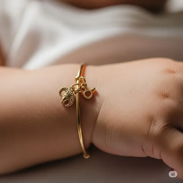10. Gelang Emas dengan Charm Zodiak