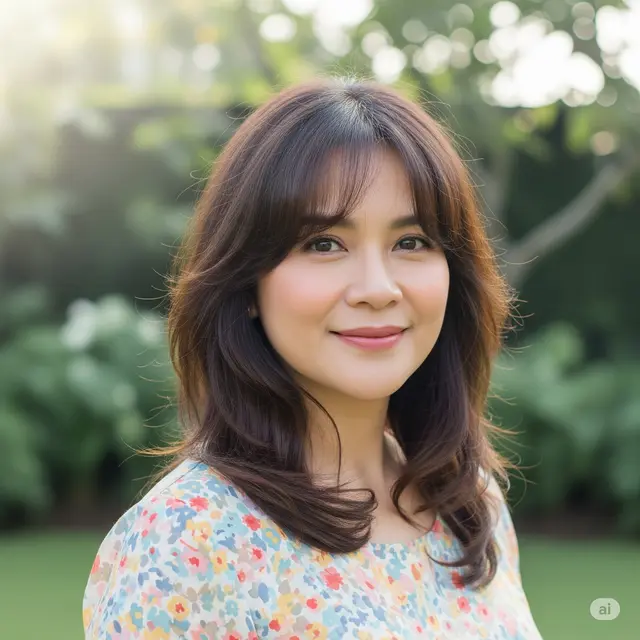 Model Rambut Ibu-Ibu Wajah Bulat Usia 50-an. Foto: Gemini