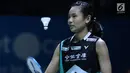 Tunggal putra China Taipei, Tai Tzu Ying saat melawan pebulu tangkis Skotlandia, Kirsty Gilmour pada 8 besar Indonesia Open 2018 di Istora GBK, Jakarta, Jumat (6/7). Tai Tzu Ying menang 21-16, 21-11. (Liputan6.com/Helmi Fithriansyah)