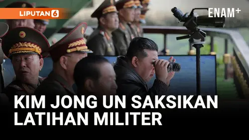 Foto-Foto Media Pemerintah Korea Utara Menunjukkan Kim Jong Un Menyaksikan Latihan Militer