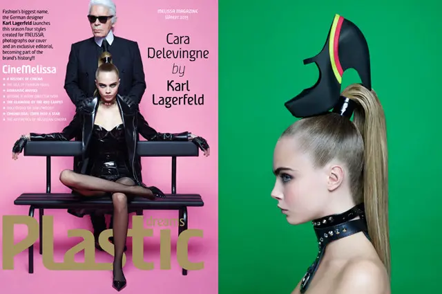 Cara Delevingne dalam sebuh pemotretan untuk majalah Plastic Dreams yang dipotret oleh Karl Lagerfeld