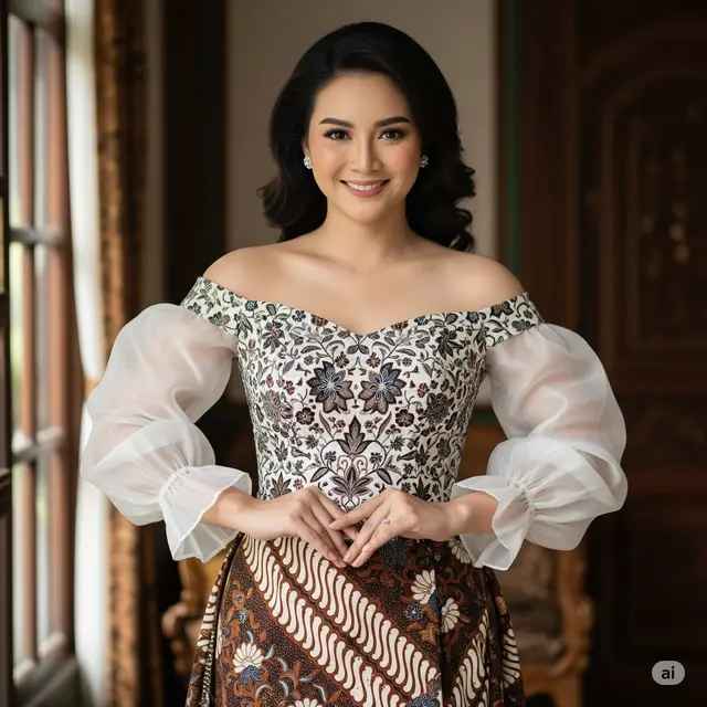 Modern Sensual: Off-Shoulder dan Batik Lereng