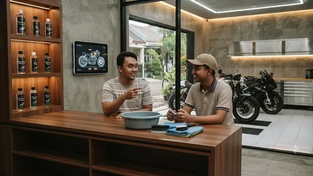 Membuka Jasa Cuci Motor Rumahan (AI Generated)