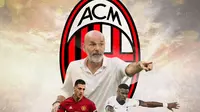 AC Milan - Diogo Dalot, Stefano Pioli, Serge Aurier (Bola.com/Adreanus Titus)