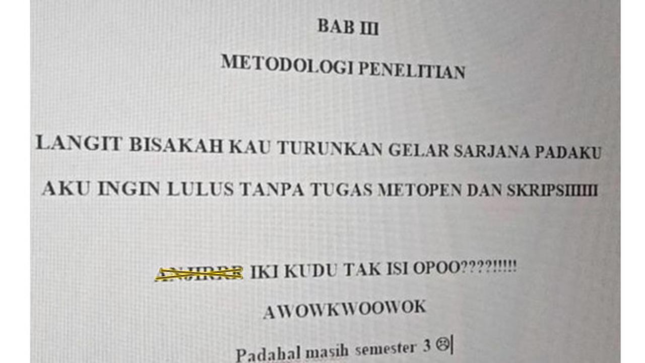 6 Tulisan di Bab 3 Skripsi Ini Bikin Tepuk Jidat, Kehabisan Ide