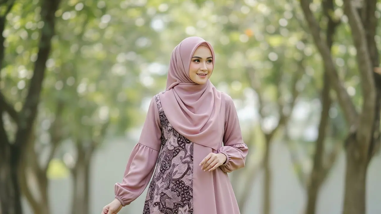 Gamis Batik Lengan Puff