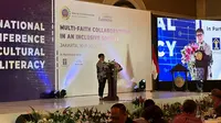 Menlu RI Retno Marsudi dalam International Conference on Cross-Cultural Religious Literacy yang diselenggarakan oleh Kementerian Luar Negeri RI dan Institut Leimena di Jakarta, Rabu (10/7/2024). (Liputan6/Benedikta Miranti)