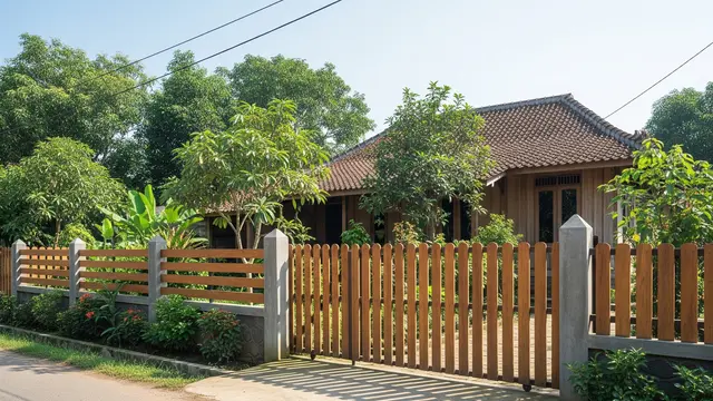 Pagar Kayu Renggang untuk Halaman Terbuka