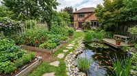 8 Ide Kebun Sayur Mini dengan Kolam Ikan di Halaman Rumah, Estetik dan Hemat Lahan