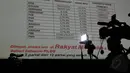Sebuah layar memperlihatkan hasil survei mayoritas publik yang menilai legacy SBY tergantung pada Perppu Pilkada Langsung, Jakarta, (21/10/14). (Liputan6.com/Johan Tallo)