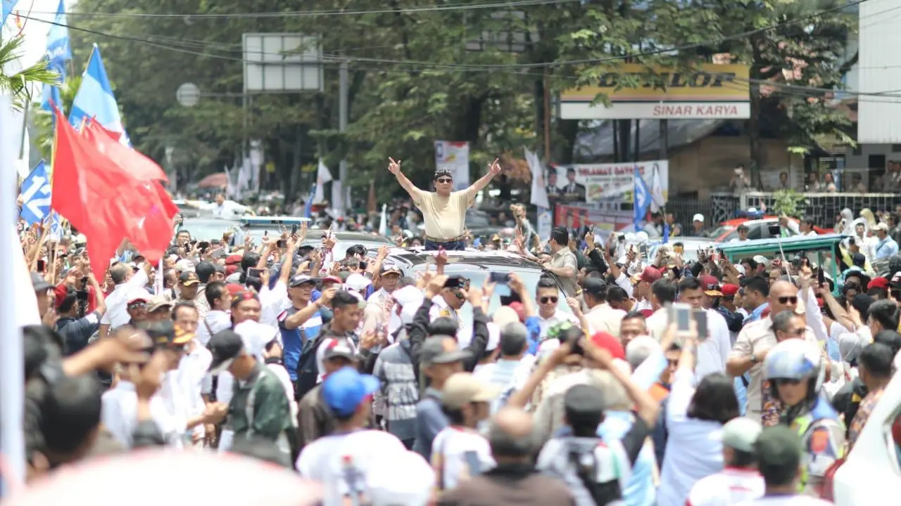 Prabowo saat kampanye terbuka di lapangan Sidolig, Bandung, Jawa Barat, Kamis, 28 Maret 2019.