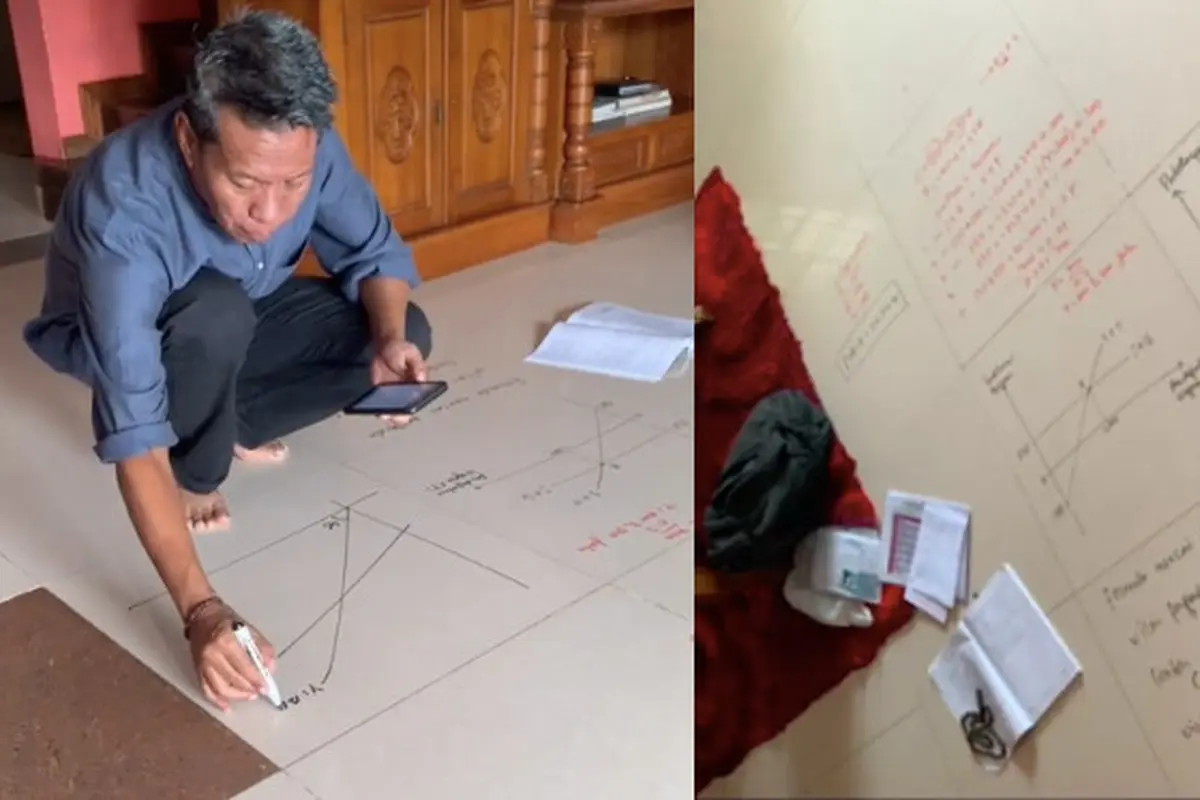 Viral Guru Tuliskan Materi Pelajaran Di Lantai, Aksinya Bikin Salut
