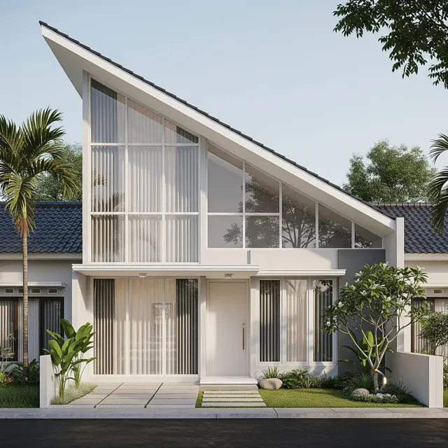 Inspirasi Rumah 1 Lantai dengan Atap Miring Satu Sisi
