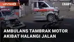 Terjadi kecelakaan lalu lintas melibatkan satu unit ambulans dan pengendara motor FU. Kecelakaan di tanjakan Citunjung, Bandung Barat