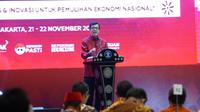 Menteri Hukum dan HAM RI, Yasonna H. Laoly saat menghadiri acara Roving Seminar Kekayaan Intelektual DJKI putaran terakhir yang mengusung tema "Memacu Kreativitas dan Inovasi untuk Pemulihan Ekonomi Nasional" di Hotel Bidakara, Jakarta.