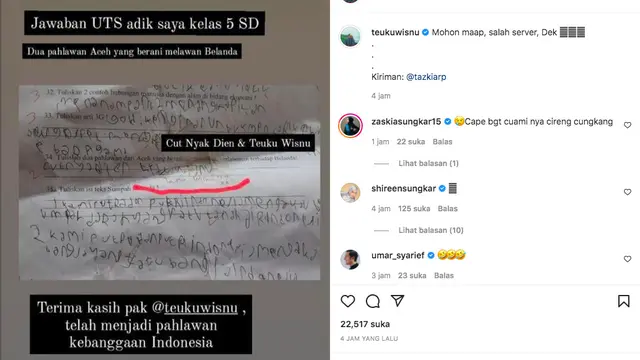 Kocak, Anak Kelas 5 SD Sebut Teuku Wisnu Pahlawan Aceh yang Melawan Belanda