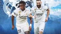 Real Madrid - Vinicius dan Karim Benzema (Bola.com/Decika Fatmawaty)