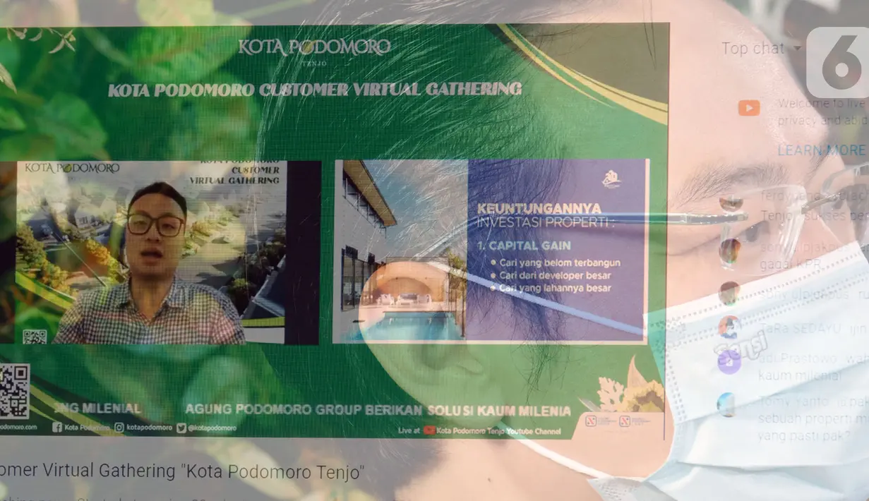 Investor Properti Anthony Sudarsono (kiri) menjelaskan pentingnya investasi properti bagi kaum milenial pada masa pandemi di acara Kota Podomoro Customer Virtual Gathering, Sabtu (23/1/2021). Investasi properti juga mendapatkan keuntungan dalam peningkatan nilai investasi. (Liputan6.com/HO/Ading)