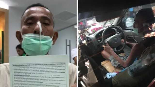 Kondisi Sakit, Sopir Taksi Ini Nekat Bekerja dengan Selang Hidung Masih Terpasang