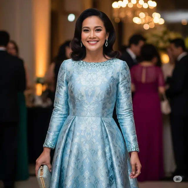 Sky Blue Brokat Payet Minimalis