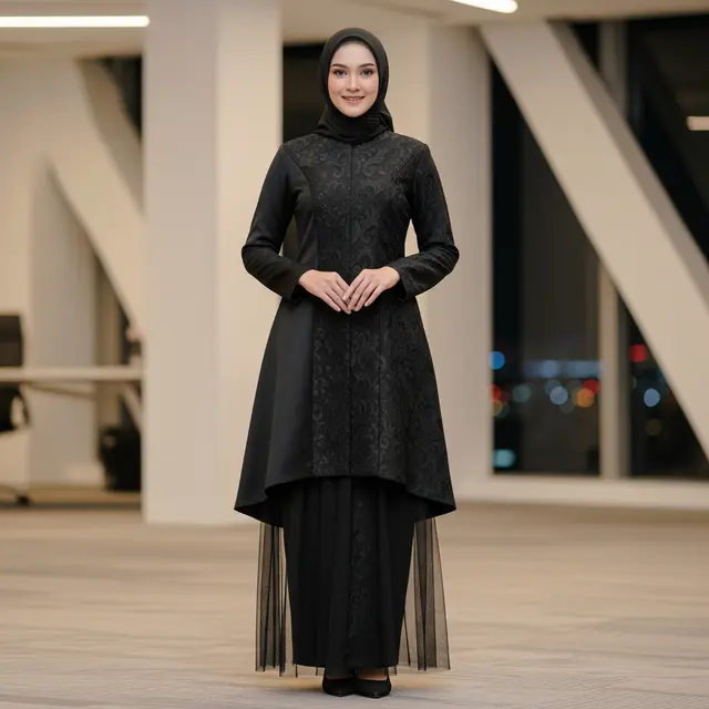 Inspirasi Gamis Brokat Warna Muted untuk Kantor & Acara Resmi (Image by Gemini AI)
