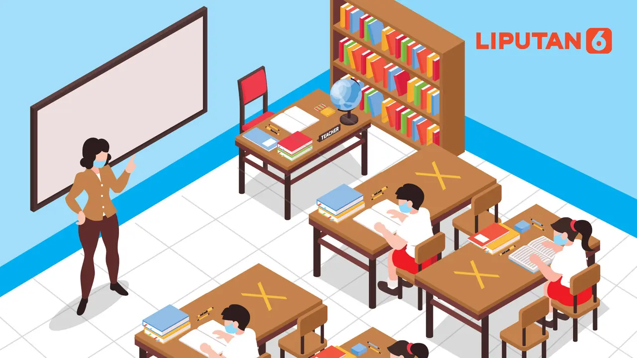 Banner Ilustrasi Pembelajaran Tatap Muka (PTM) atau Sekolah Tatap Muka
