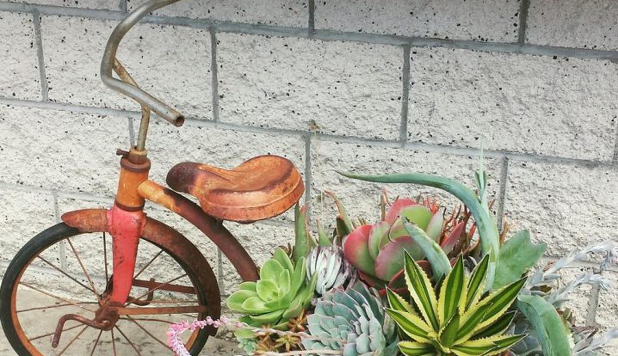 12 Ide Dekorasi Taman Romantis Cantik  Dengan Sepeda  Roda 