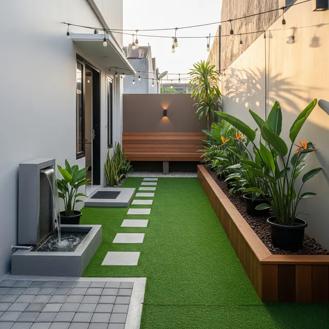 9 Desain Halaman Belakang Rumah Minimalis dengan Rumput Sintetis, Minim Perawatan