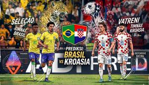 Cover prediksi Timnas Brasil versus Timnas Kroasia pada laga uji coba. (generated AI)