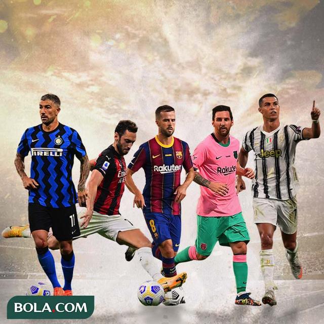 5 Jagoan Free Kick: Aleksandar Kolarov, Hakan Calhanoglu, Miralem Pjanic, Lionel Messi, Cristiano Ronaldo