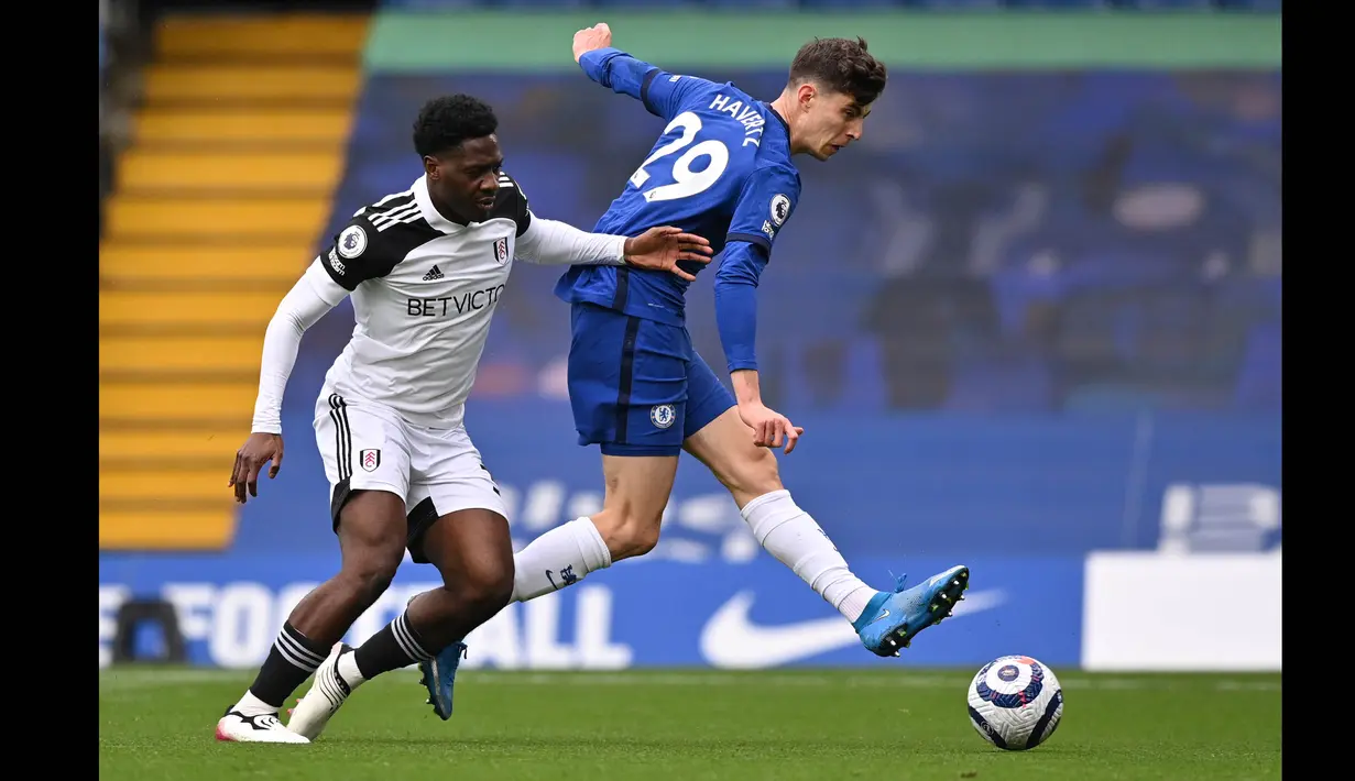 Tak lama berselang, Havertz kembali membobol gawang Fulham, tapi gol itu dianulir akibat offside. (Foto: AFP/Pool/Justin Setterfield)