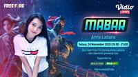 Main bareng Free Fire bersama Anna Ladaina, Sealsa (24/11/2020) pukul 19.00 WIB dapat disaksikan melalui platform Vidio, laman Bola.com, dan Bola.net. (Sumber: Vidio)
