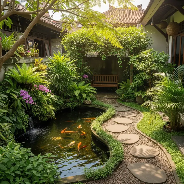 9 Ide Taman Rumah dengan Kolam Ikan untuk Healing, Ciptakan Oasis Relaksasi