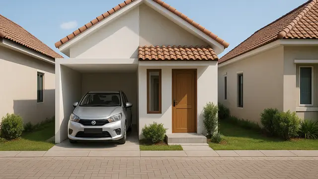 Model Rumah Dengan Garasi Mobil di Perumahan/Ilustrasi gambar oleh AI