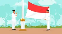 Ilustrasi upacara bendera, Indonesia. (Image by Freepik)