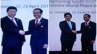 Kala Jokowi Diapit Presiden China dan PM Jepang Saat KAA