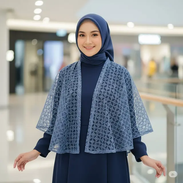 Gamis Cape Brokat Transparan