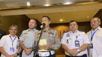 Kepala Korps Lalu Lintas (Kakorlantas), Irjen Pol Aan Suhanan mengatakan operasional angkutan barang akan dibatasi pada musim mudik lebaran 2024. (Ady Anugrahadi).
