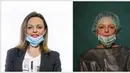 Staf penerimaan rumah sakit Laura Orsini berpose untuk potret di rumah sakit Casalpalocco ICC di Roma, pada 27 Maret 2020 (kanan) dan pada 4 Desember 2020. Lebih dari delapan bulan Laura Gabriele menjadi salah satu pahlawan medis yang berjuang membantu pasien COVID 19. (AP Photo/Domenico Stinellis)